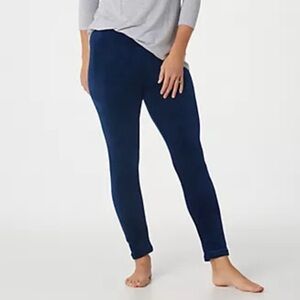Cuddl Duds-1X- Double Plush Velour-Deep Blue Velour Leggings